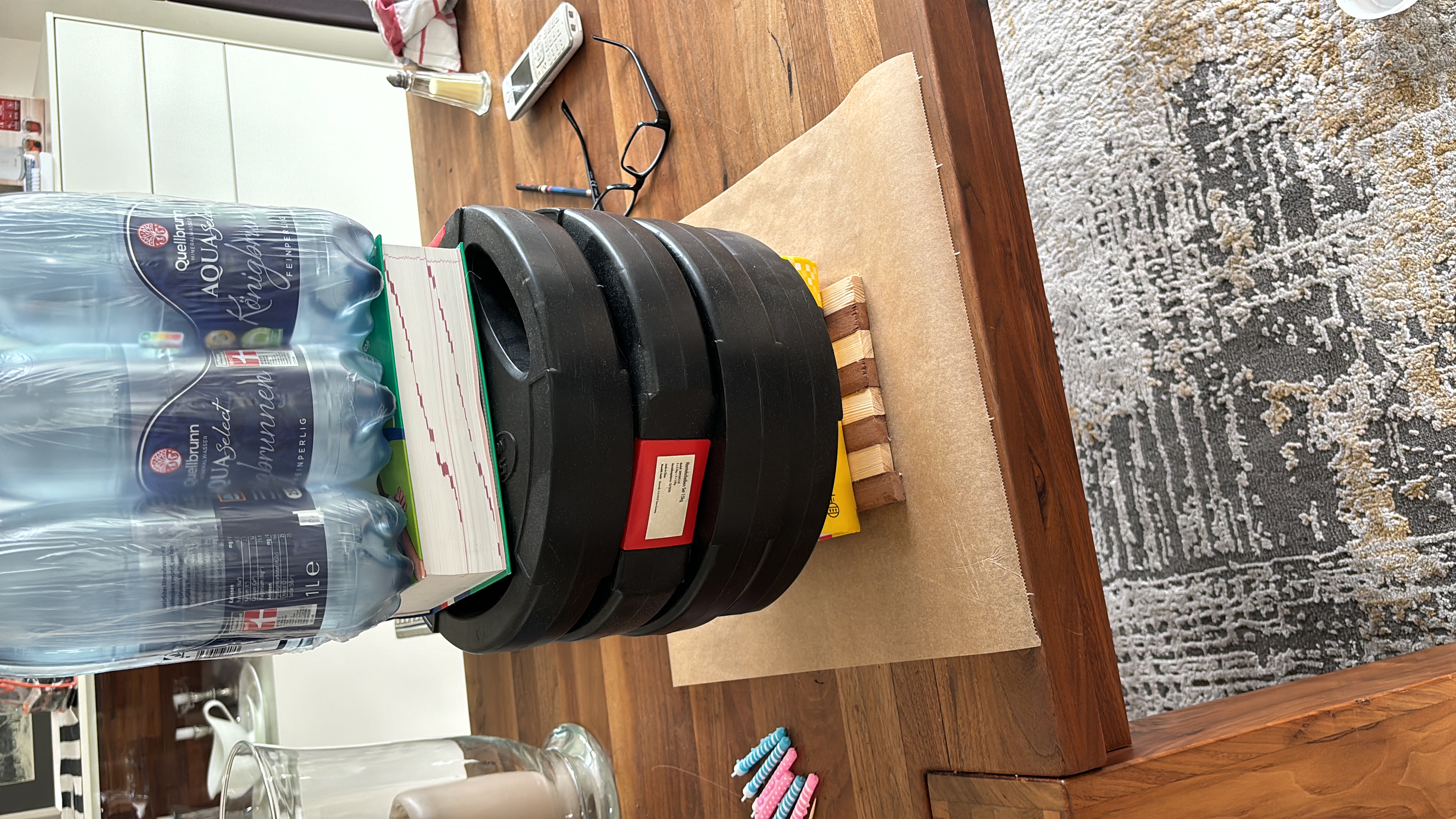 glue-up under pressure with weights